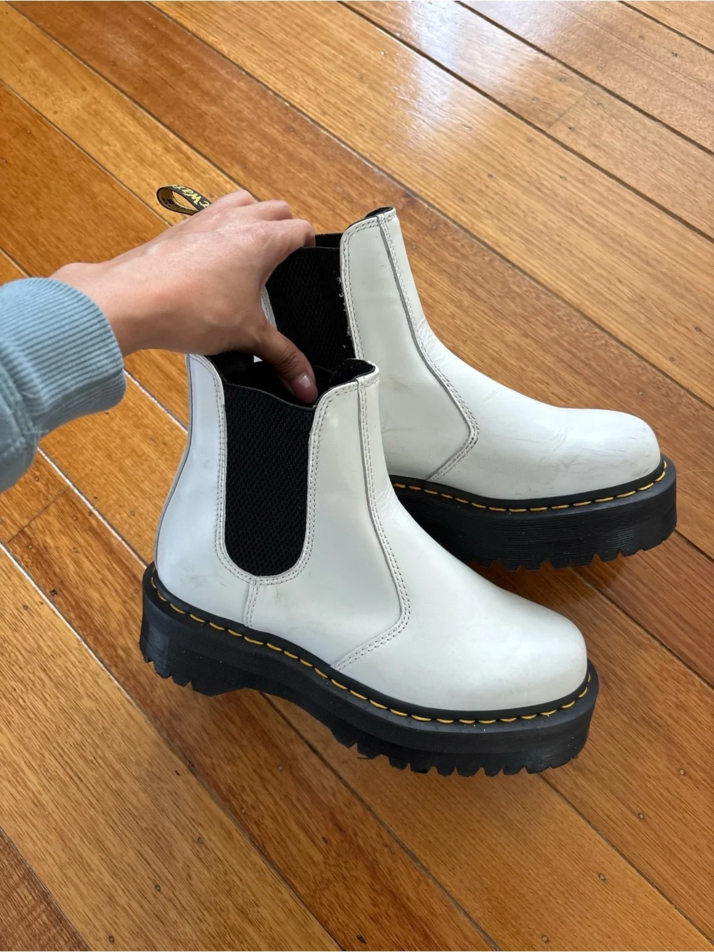 White platform Doc Martens Quad Chelsea